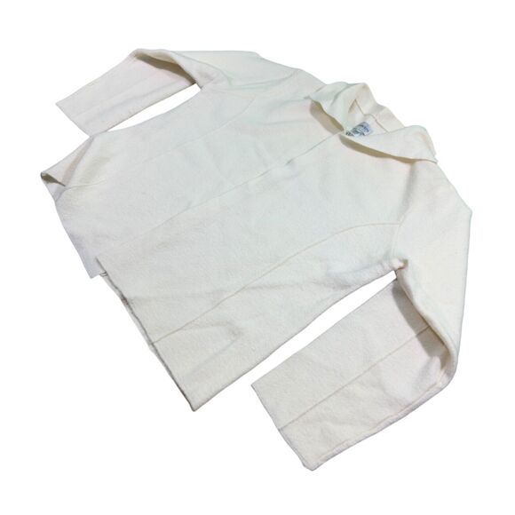 Chico's Chateau Coat Women's XL Ivory Long Sleeve 100% Boiled Wool Formal Wear - Picture 2 of 7